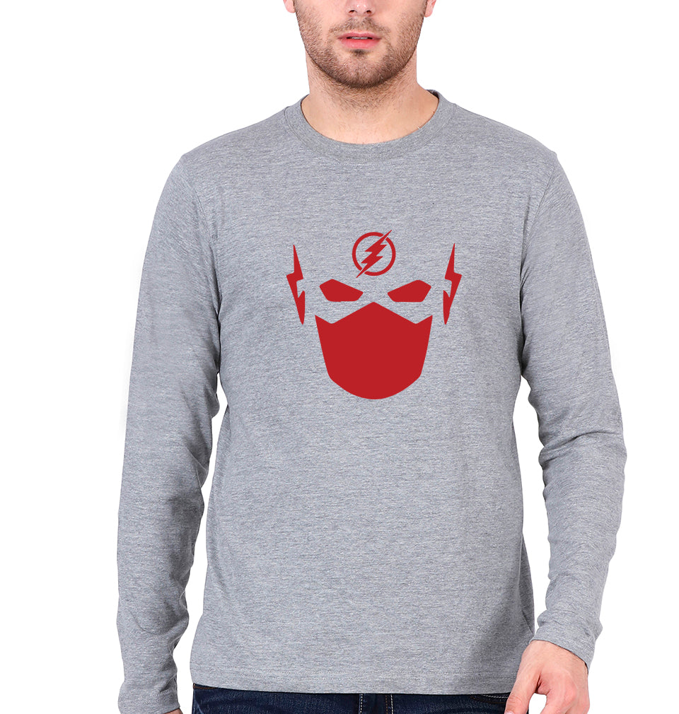 Flash Superhero Full Sleeves T-Shirt for Men-Grey Melange-Ektarfa.online