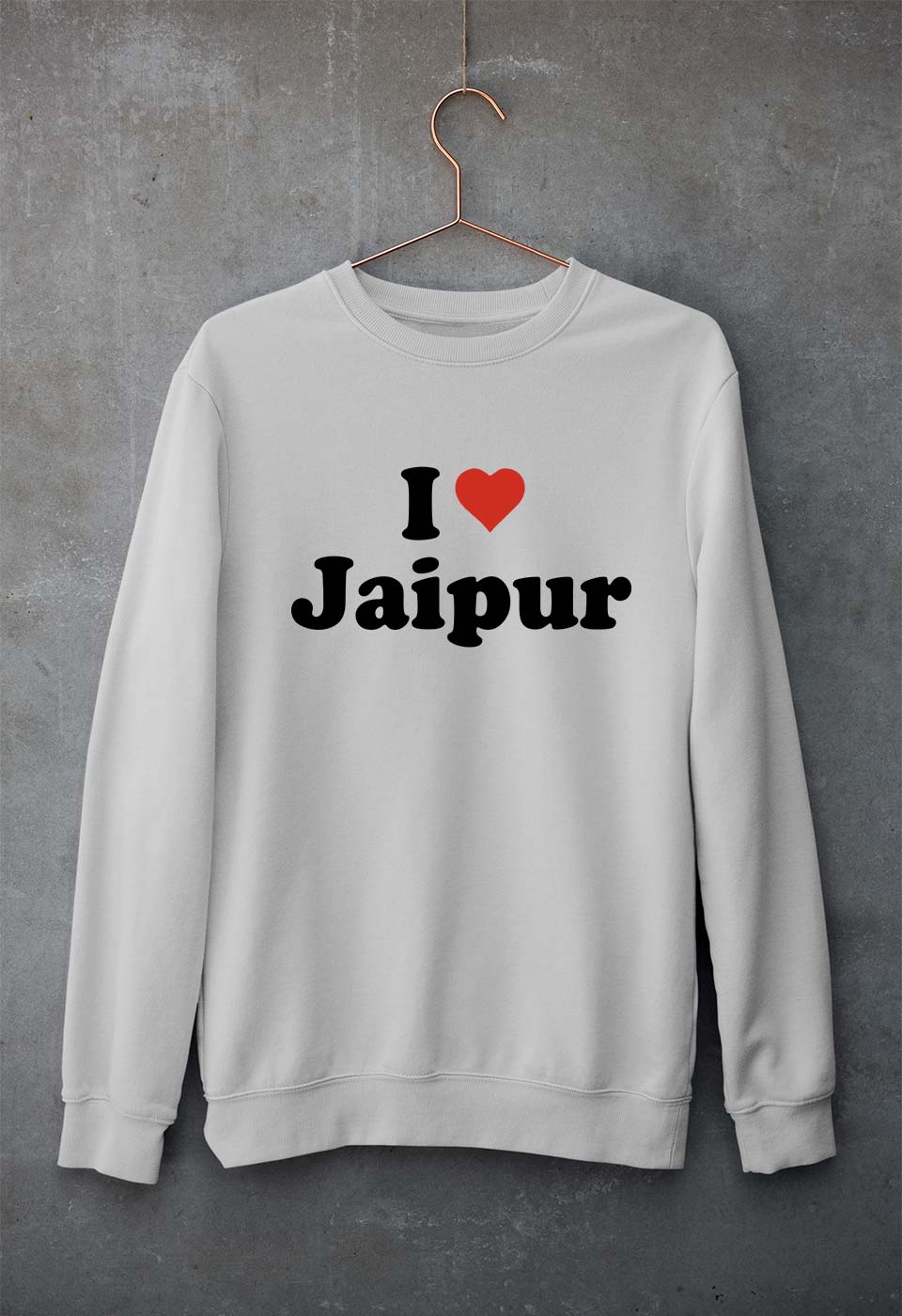 I Love Jaipur Unisex Sweatshirt for Men/Women-Grey Melange-Ektarfa.online