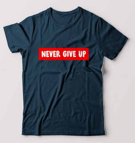 Never Give UP T-Shirt for Men-Petrol Blue-Ektarfa.online