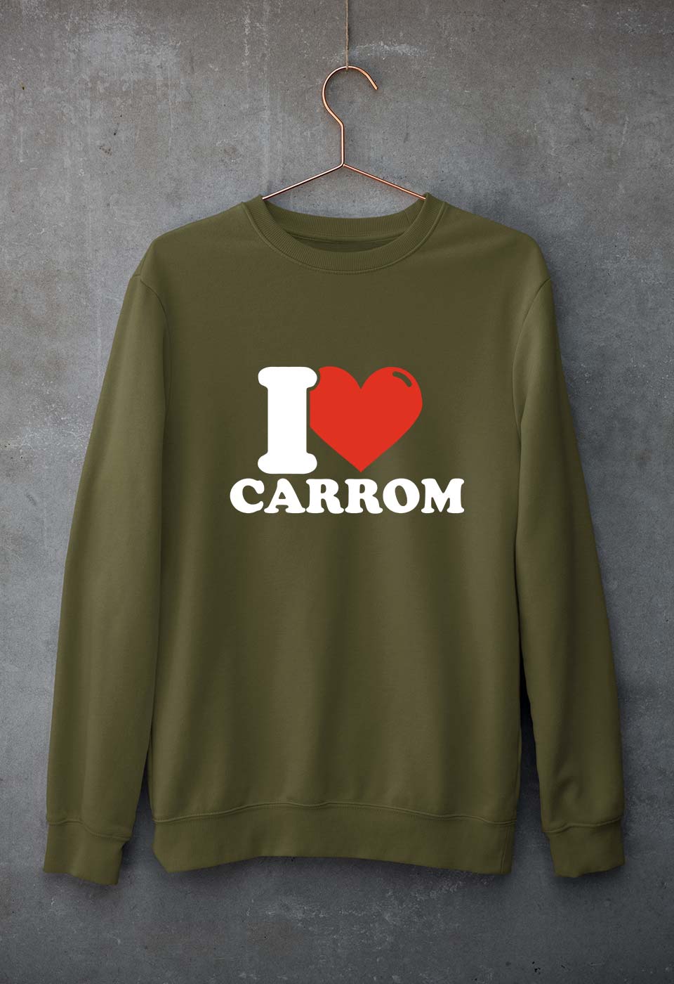 I Love Carrom Unisex Sweatshirt for Men/Women-Olive Green-Ektarfa.online
