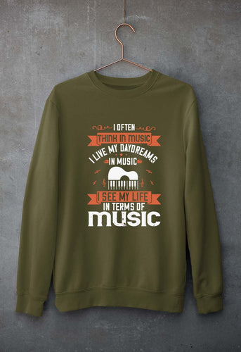 Music Unisex Sweatshirt for Men/Women-Olive Green-Ektarfa.online