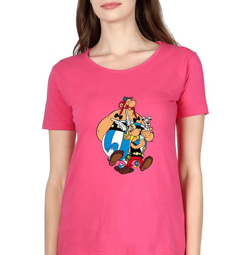 Asterix T-Shirt for Women-XS(32 Inches)-Pink-Ektarfa.online