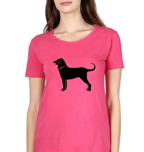 Black Dog T-Shirt for Women-Pink-Ektarfa.online