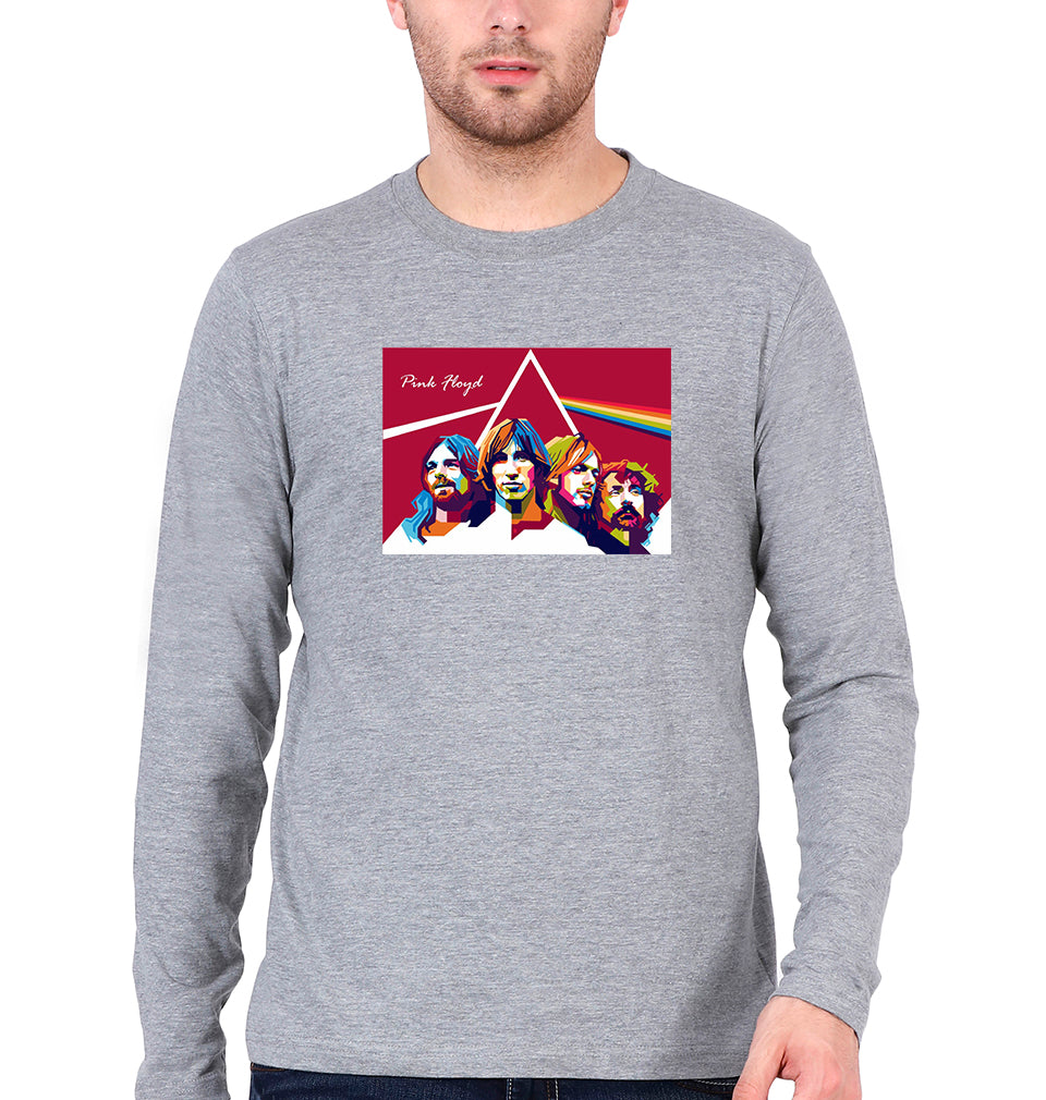 Pink Floyd Full Sleeves T-Shirt for Men-Grey Melange-Ektarfa.online