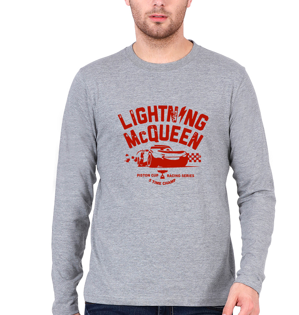 Lightning McQueen Full Sleeves T-Shirt for Men-Grey Melange-Ektarfa.online