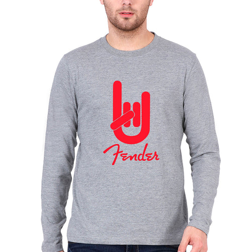 Fender Rock Hand Full Sleeves T-Shirt for Men-Grey Melange-Ektarfa.online