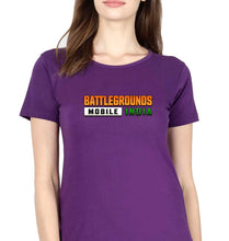 Load image into Gallery viewer, Battlegrounds Mobile India (BGMI) T-Shirt for Women-Purple-Ektarfa.online
