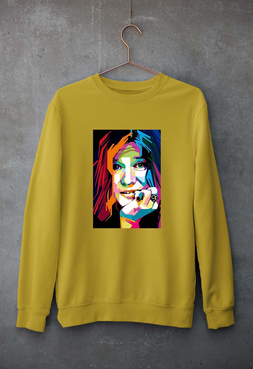 Janis Joplin Unisex Sweatshirt for Men/Women-Mustard Yellow-Ektarfa.online
