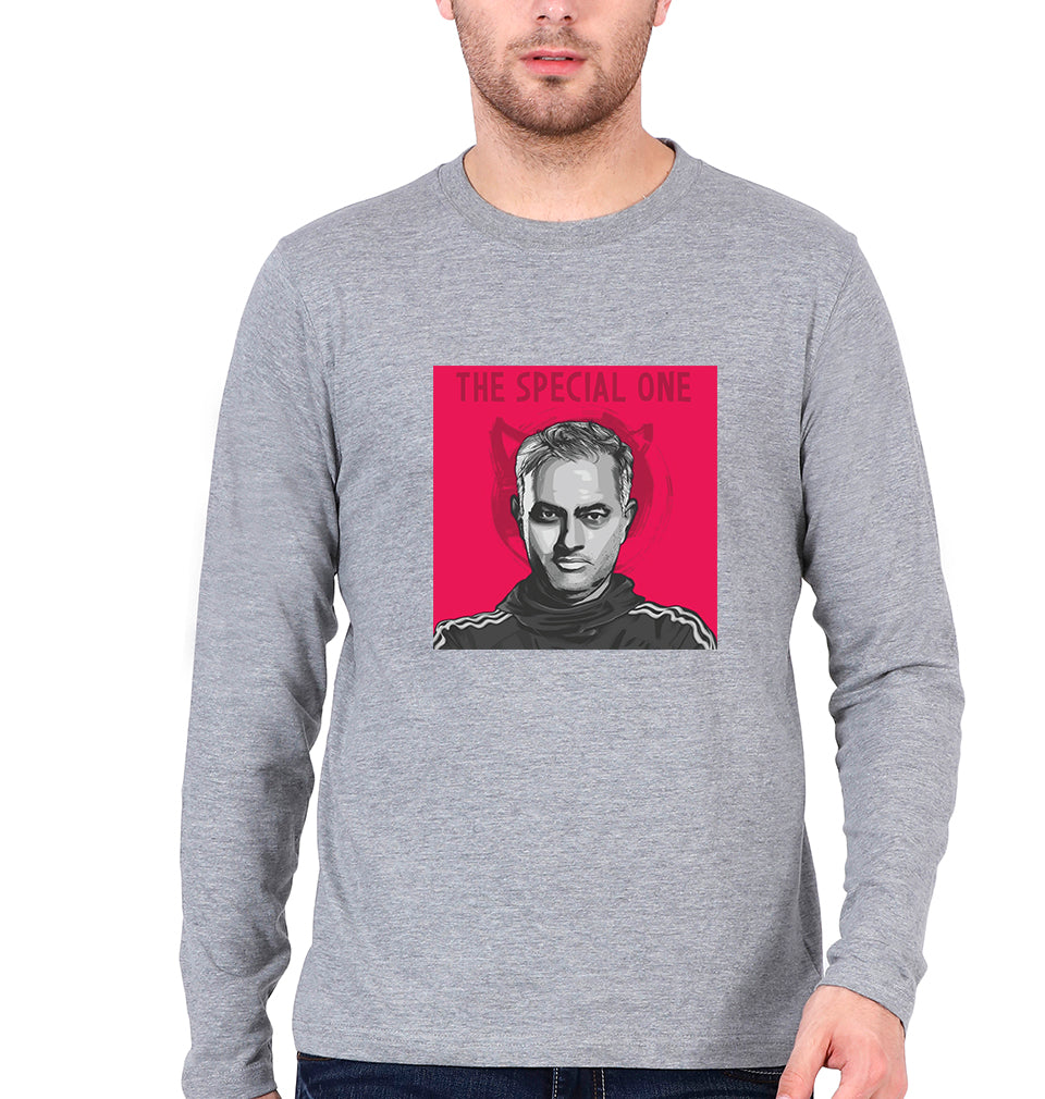 José Mourinho Full Sleeves T-Shirt for Men-S(38 Inches)-Grey Melange-Ektarfa.online