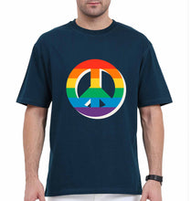 Load image into Gallery viewer, Peace Pride Oversized T-Shirt for Men-Petrol Blue-Ektarfa.online
