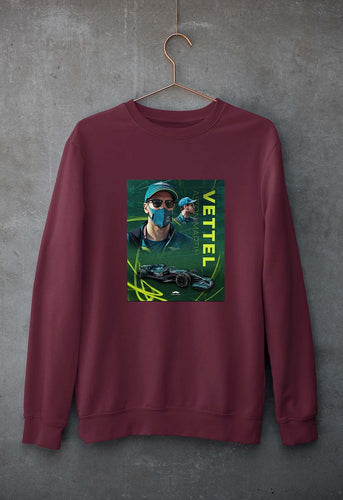 Sebastian Vettel F1 Unisex Sweatshirt for Men/Women-S(40 Inches)-Maroon-Ektarfa.online