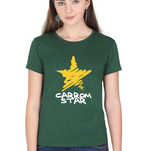 Carrom Star T-Shirt for Women-Dark Green-Ektarfa.online