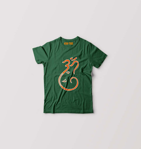 Om Ganesh T-Shirt for Boy/Girl-0-1 Year(20 Inches)-Dark Green-Ektarfa.online