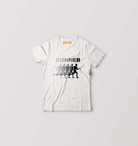 Runner Running Kids T-Shirt for Boy/Girl-White-Ektarfa.online