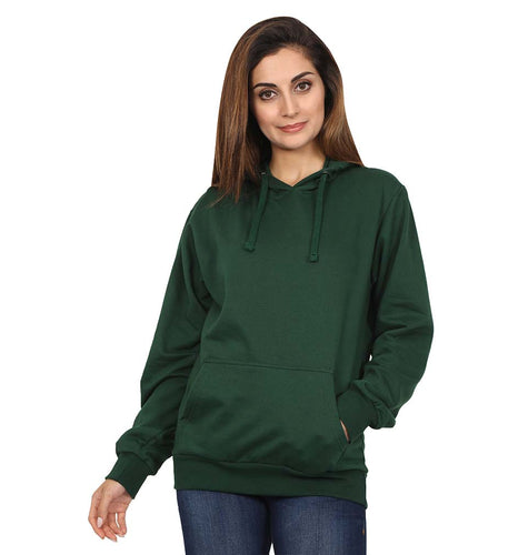 Plain Dark Green Hoodie Sweatshirt for Women-ektarfa.com