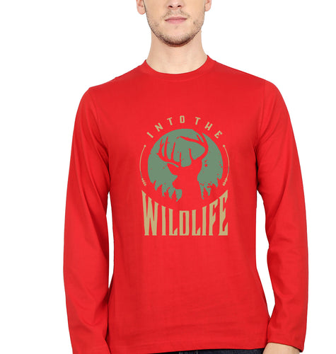 Deer Full Sleeves T-Shirt for Men-RED-Ektarfa.online