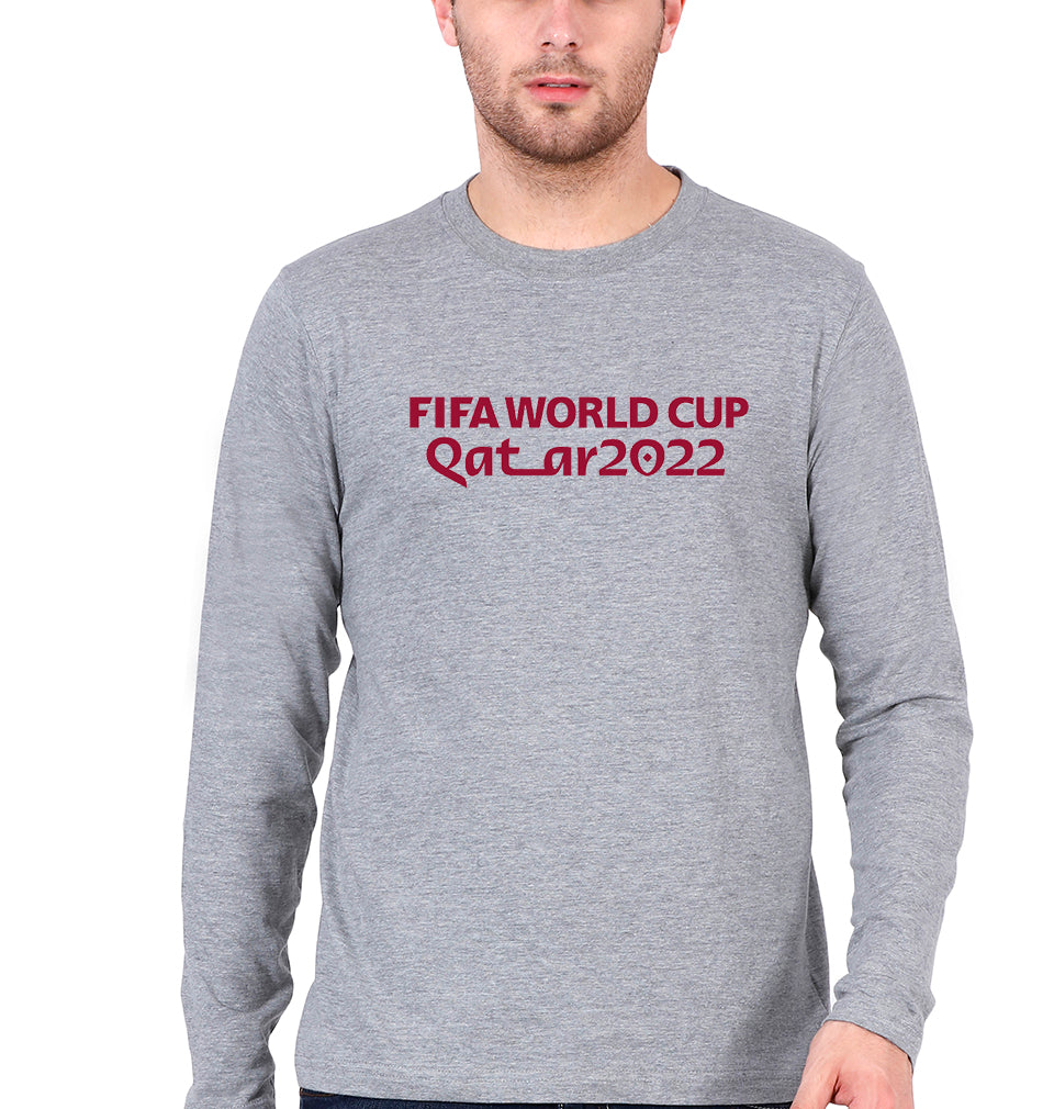 FIFA World Cup Qatar 2022 Full Sleeves T-Shirt for Men-Grey Melange-Ektarfa.online