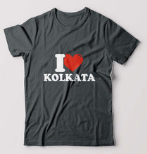 Load image into Gallery viewer, I Love Kolkata T-Shirt for Men-S(38 Inches)-Steel grey-Ektarfa.online
