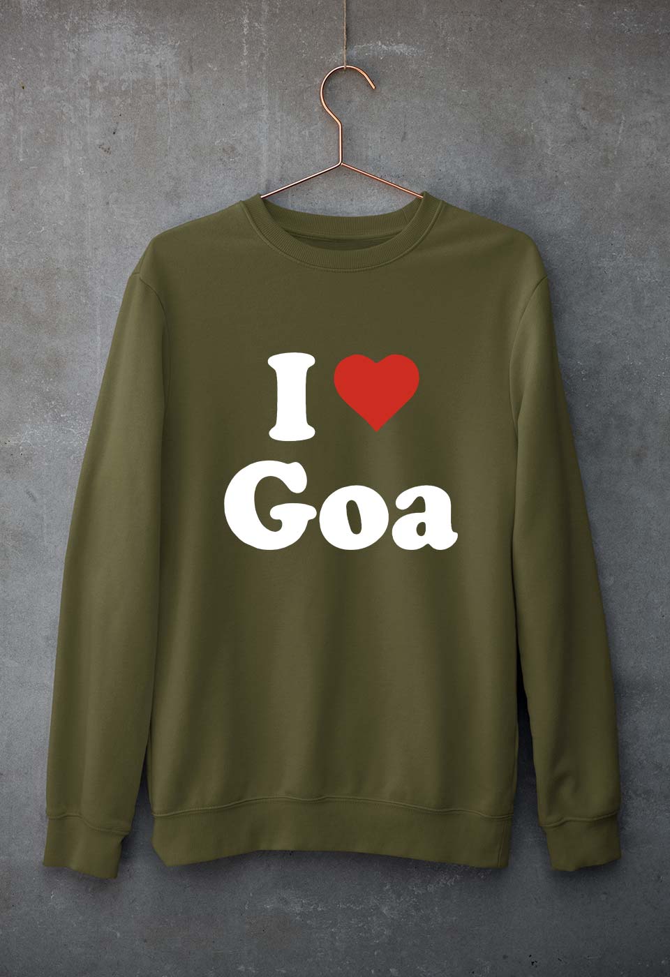 I Love Goa Unisex Sweatshirt for Men/Women-Olive Green-Ektarfa.online