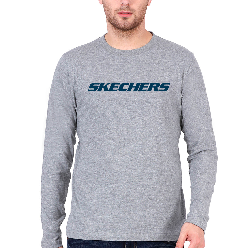 SKECHERS Full Sleeves T-Shirt for Men-S(38 Inches)-Grey Melange-Ektarfa.online