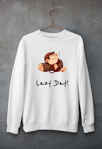 Monkey Lazy Day Unisex Sweatshirt for Men/Women-White-Ektarfa.online