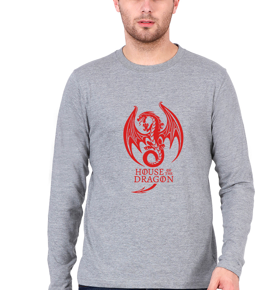 House of the Dragon (GOT) Full Sleeves T-Shirt for Men-Grey Melange-Ektarfa.online