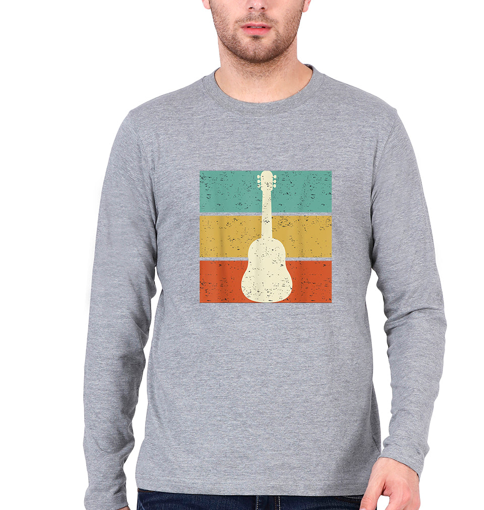 Guitar Full Sleeves T-Shirt for Men-Grey Melange-Ektarfa.online