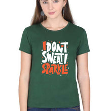 Load image into Gallery viewer, Gym Sweat T-Shirt for Women-XS(32 Inches)-Dark Green-Ektarfa.online
