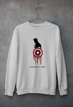 Load image into Gallery viewer, Captain America Superhero Unisex Sweatshirt for Men/Women-S(40 Inches)-Grey Melange-Ektarfa.online
