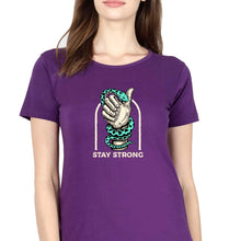 Load image into Gallery viewer, Stay Strong T-Shirt for Women-XS(32 Inches)-Purple-Ektarfa.online
