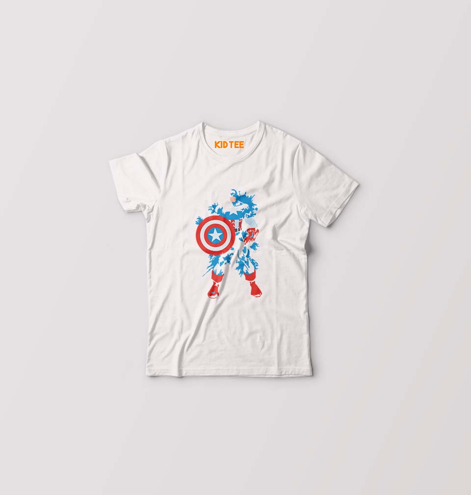 Captain America Superhero Kids T-Shirt for Boy/Girl-White-Ektarfa.online