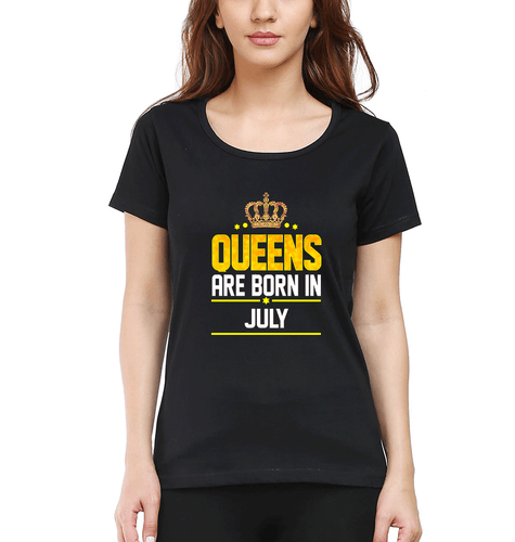 Queens Are Born In July Half Sleeves T-Shirt for WomenBlack-Ektarfa.co.in