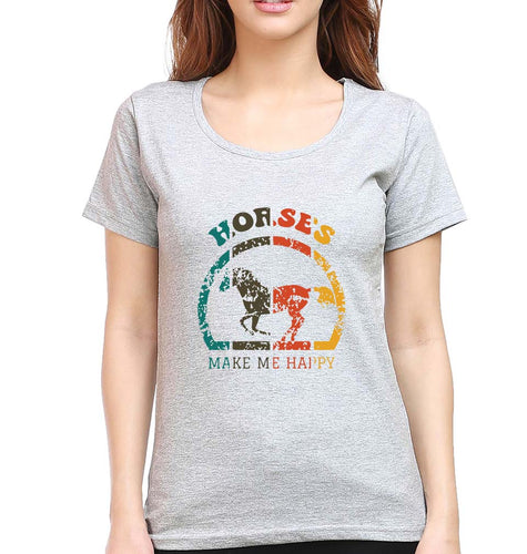 Horses T-Shirt for Women-Grey Melange-Ektarfa.online