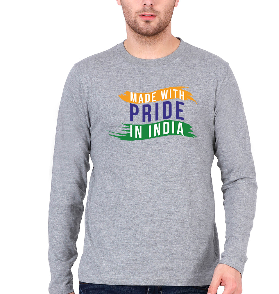 Made in India Full Sleeves T-Shirt for Men-Grey Melange-Ektarfa.online
