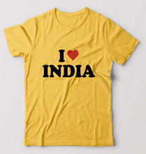 Load image into Gallery viewer, I Love India T-Shirt for Men-Golden Yellow-Ektarfa.online

