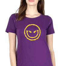 Load image into Gallery viewer, Evil Smile Emoji T-Shirt for Women-XS(32 Inches)-Purple-Ektarfa.online
