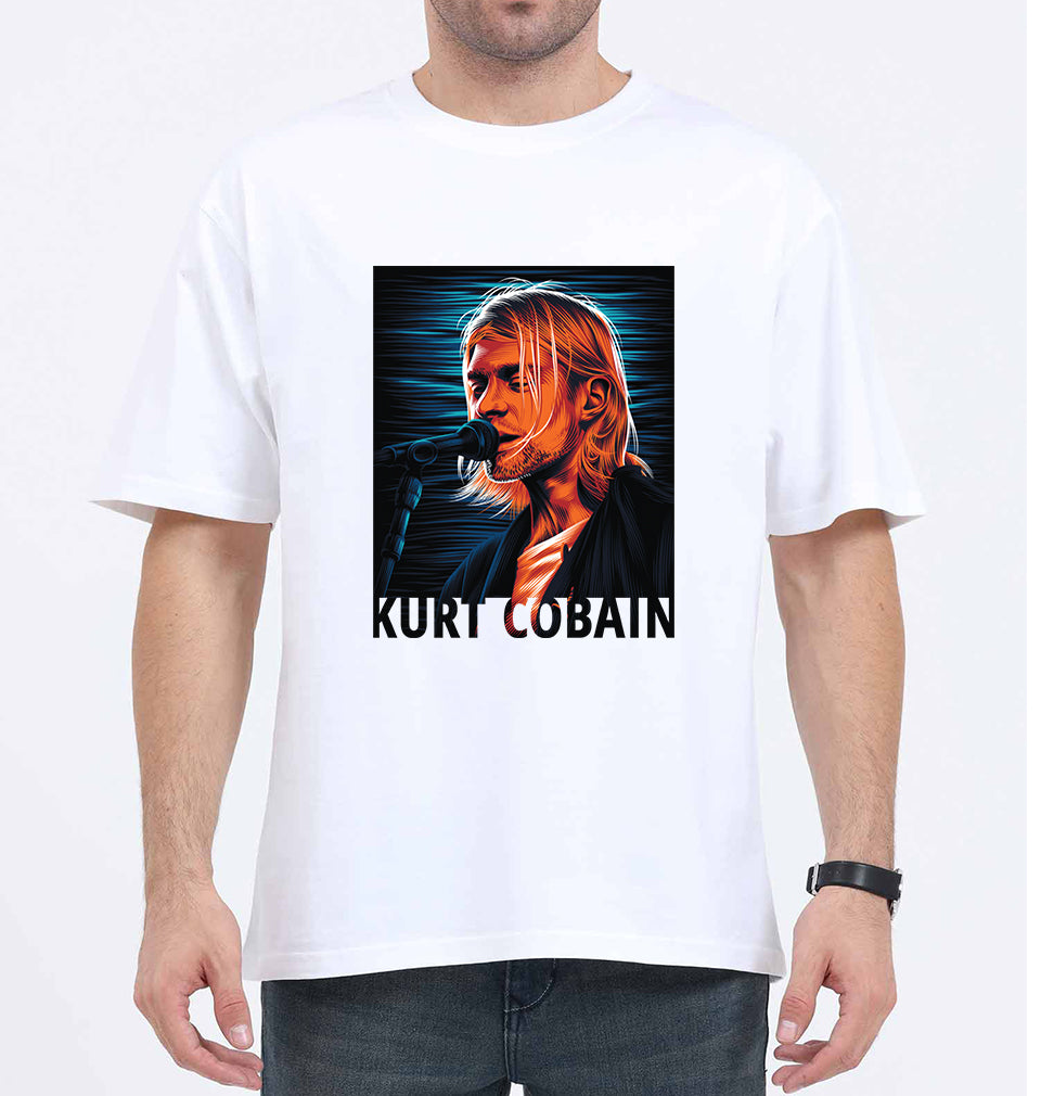 Kurt Cobain Oversized T-Shirt for Men-White-Ektarfa.online