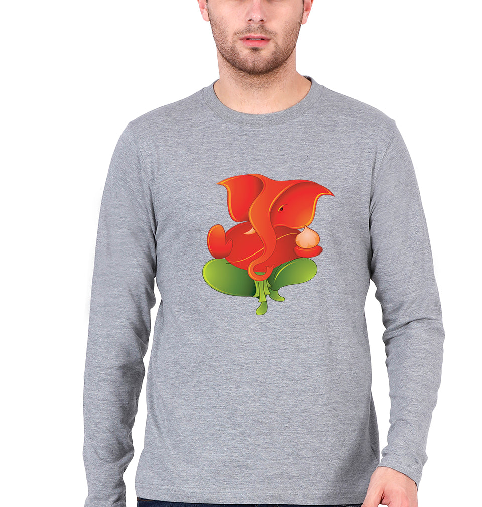 Ganpati JI(Ganesh) Full Sleeves T-Shirt for Men-Grey Melange-Ektarfa.online
