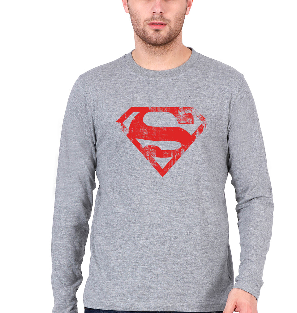 Superman Superhero Dad Full Sleeves T-Shirt for Men-Grey Melange-Ektarfa.online