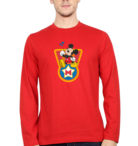 Mickey Mouse Full Sleeves T-Shirt for Men-Red-Ektarfa.online