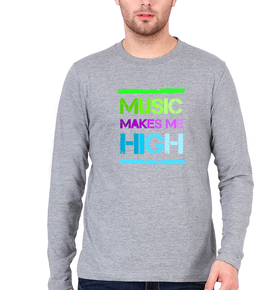 Music Full Sleeves T-Shirt for Men-Grey Melange-Ektarfa.online
