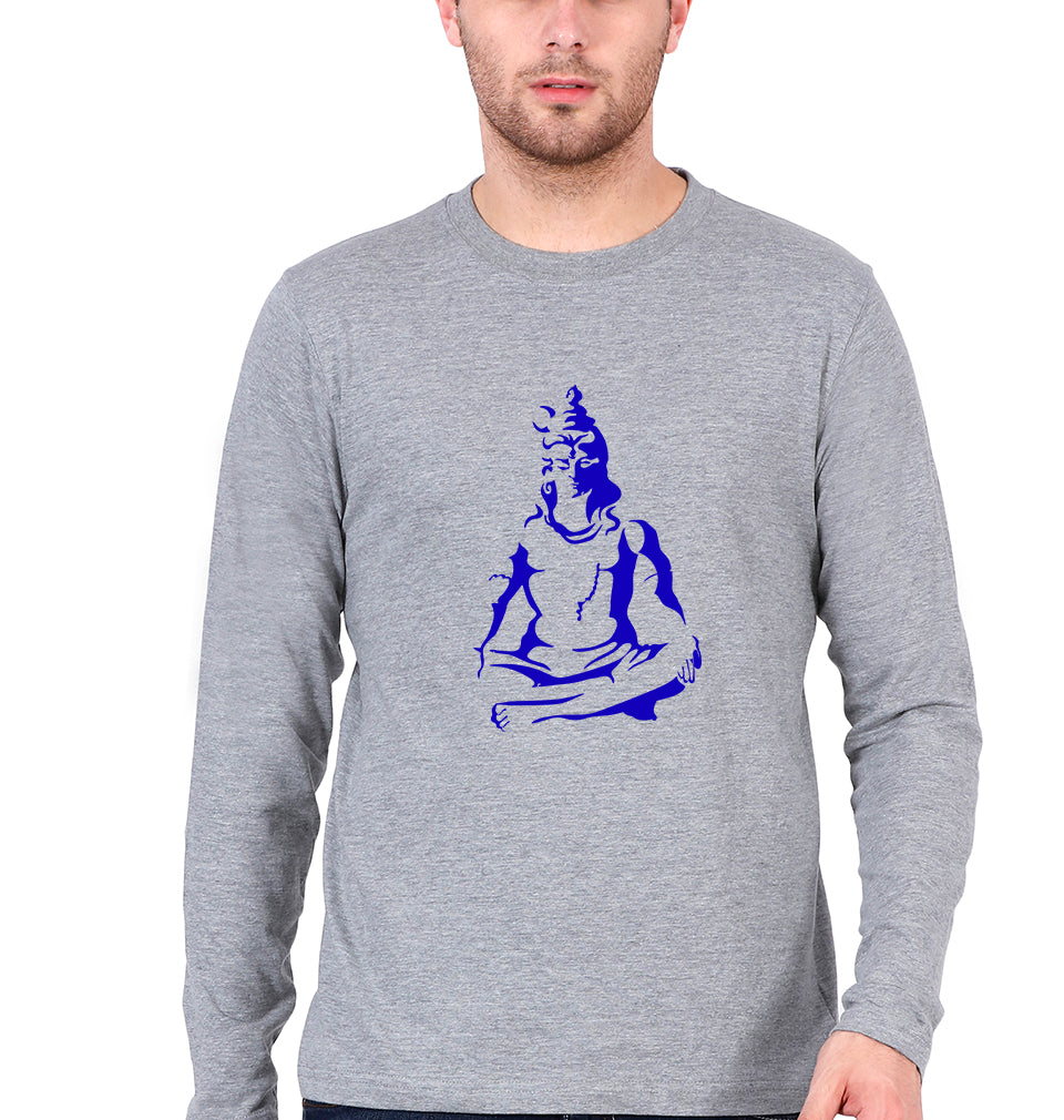 Mahakal Mahadev Bholenath Shiva Shivji Full Sleeves T-Shirt for Men-Grey Melange-Ektarfa.online