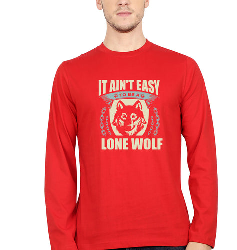 Wolf Full Sleeves T-Shirt for Men-RED-Ektarfa.online