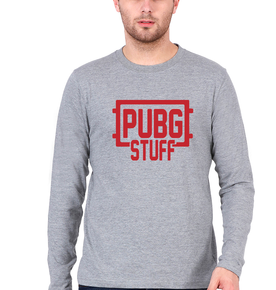 PUBG Stuff Full Sleeves T-Shirt for Men-Grey Melange-Ektarfa.online
