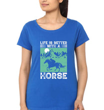 Load image into Gallery viewer, Horse Riding T-Shirt for Women-Royal Blue-Ektarfa.online
