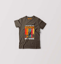 Load image into Gallery viewer, Horse Riding Kids T-Shirt for Boy/Girl-Olive Green-Ektarfa.online
