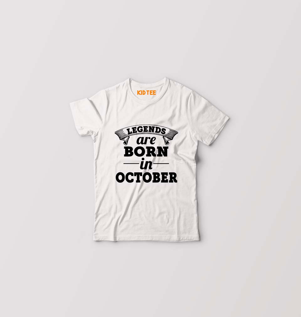 Legends are Born in October Kids T-Shirt for Boy/Girl-Grey-Ektarfa.online