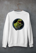 Load image into Gallery viewer, Angry T-Rex Gym Unisex Sweatshirt for Men/Women-S(40 Inches)-White-Ektarfa.online
