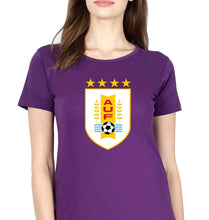 Load image into Gallery viewer, Uruguay Football T-Shirt for Women-XS(32 Inches)-Purple-Ektarfa.online
