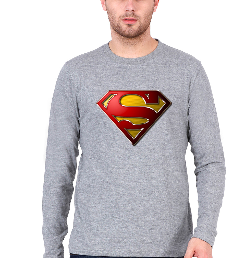 Superman Superhero Dad Full Sleeves T-Shirt for Men-Grey Melange-Ektarfa.online